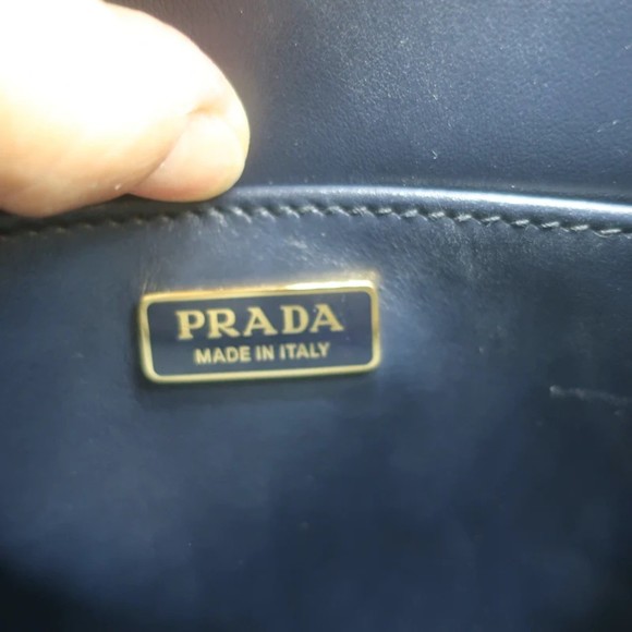 Prada Symbole Mini Tote Baltic Blue/White Embroidered Jacquard Crossbody Bag NEW - Picture 11 of 12